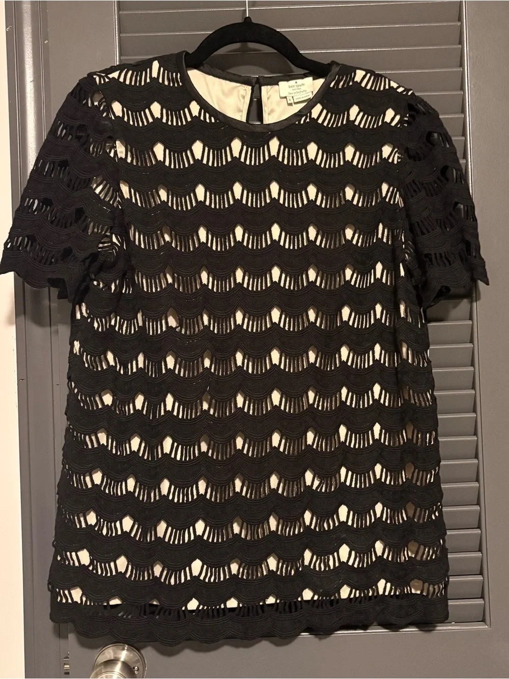 Kate Spade Black Lace Overlay Top with Cream Lining
